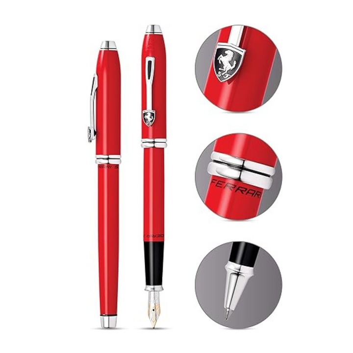 Cross Ferrari Townsend Fountain Pen in Glossy Corsa Red Lacquer — Cross fountain pen — precision nib writing instrument, at Cityluxe Singapore stationery store
