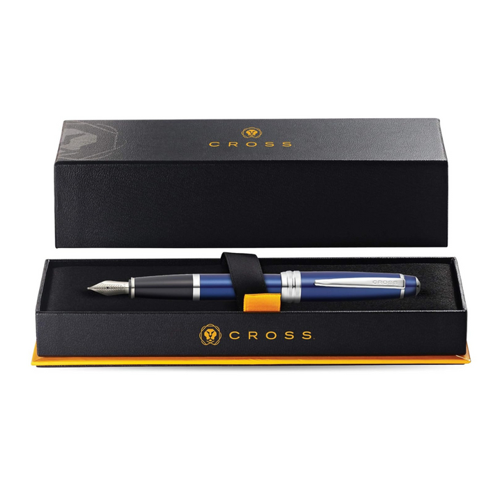 Cross Bailey Fountain Pen in Blue Lacquer (Medium) — Cross fountain pen — precision nib writing instrument, at Cityluxe Singapore stationery store