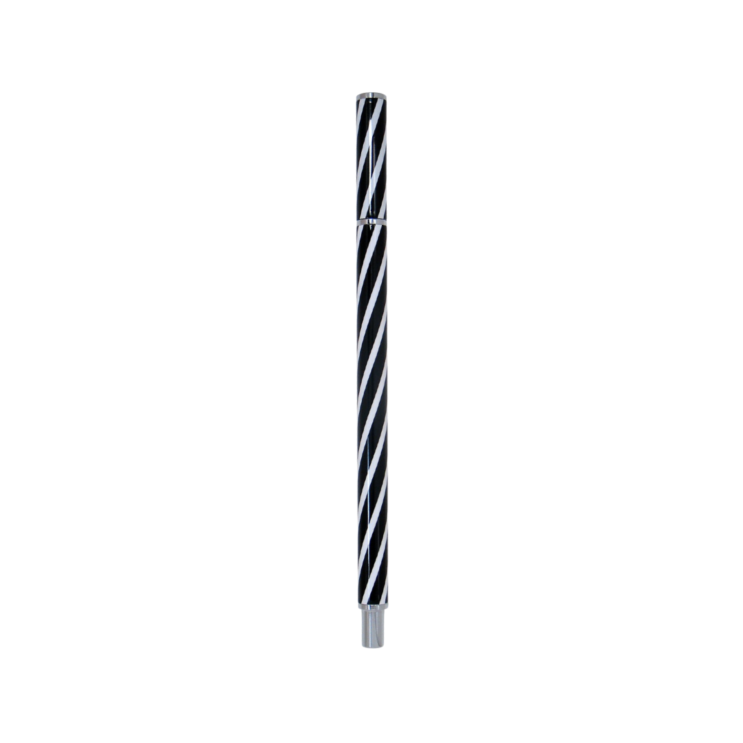 Acme Studio Candy Stripe Stiletto Roller Ball — uncapped with cap posted