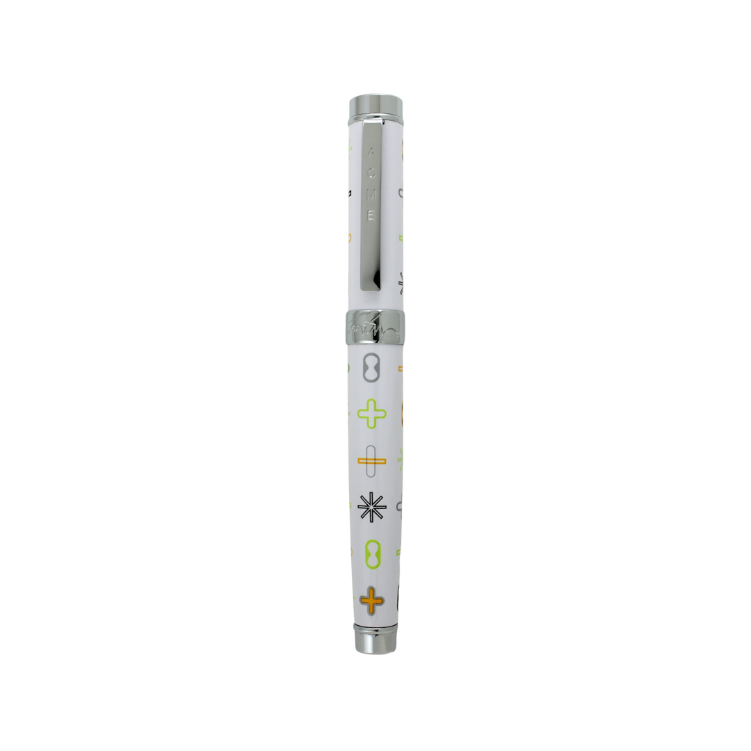 Acme Studio WHITE Standard Rollerball Pen — Acme Studio rollerball pen — fluid gel ink writing instrument, at Cityluxe Singapore