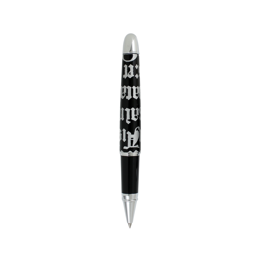Acme Studio GOTHIC SCRIPT SILVER Standard Roller Ball — uncapped with cap posted