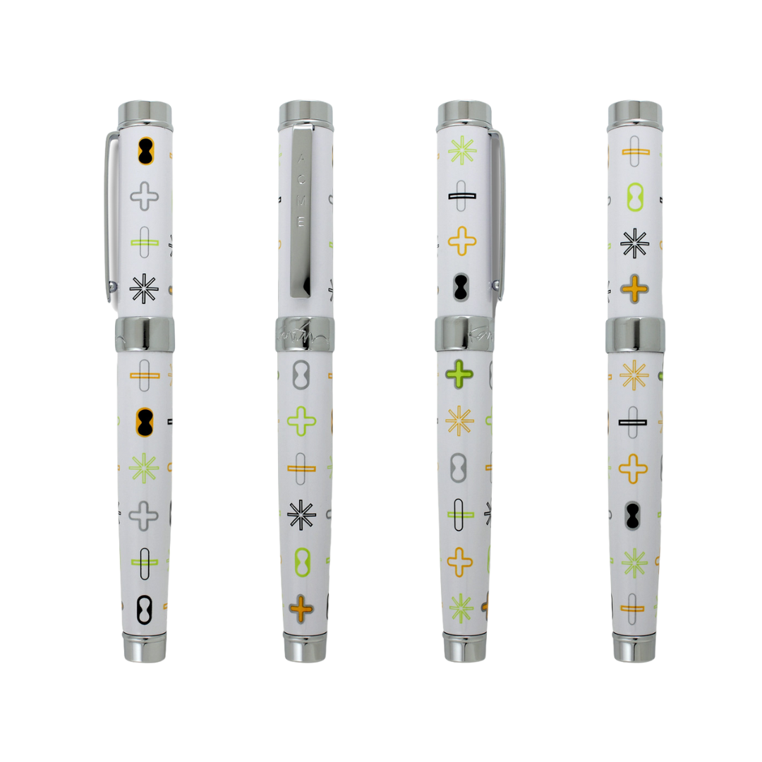 Acme Studio WHITE Standard Rollerball Pen — Acme Studio rollerball pen — fluid gel ink writing instrument, at Cityluxe Singapore