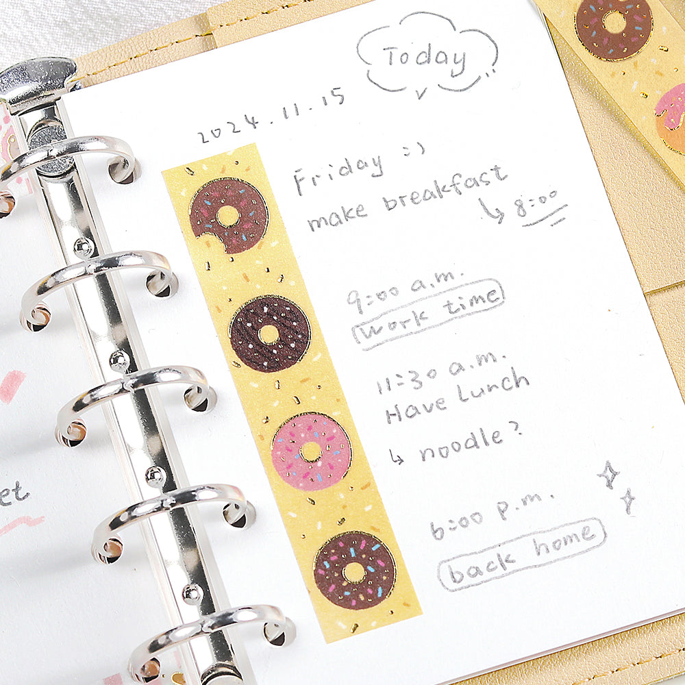 BGM Foil Stamping Masking Tape in Afternoon Doughnuts — BGM washi tape — decorative Japanese paper tape for journaling and craft, at Cityluxe Singapore