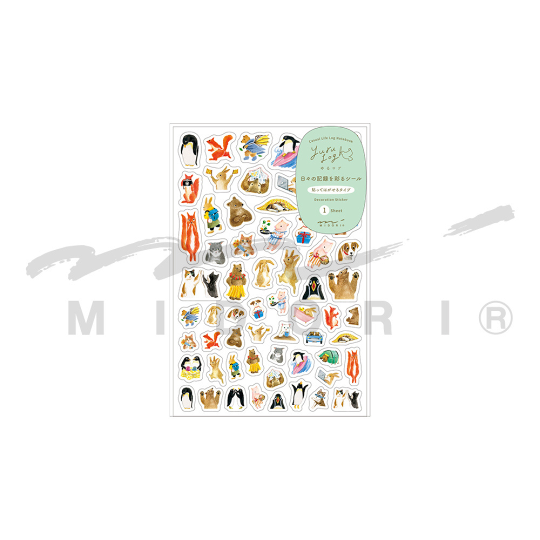 Midori Yuru Log Sticker (1 Sheet) - Animal