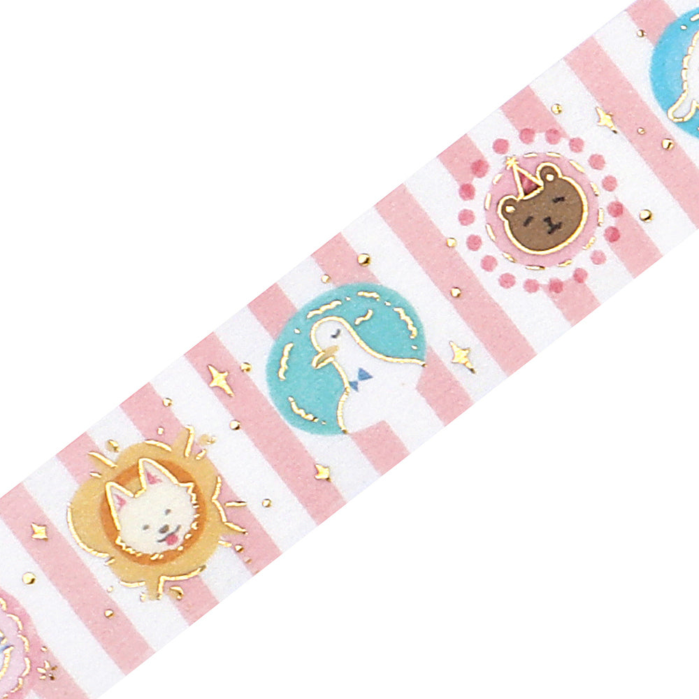 BGM Foil Stamping Masking Tape in Animal Town — BGM washi tape — decorative Japanese paper tape for journaling and craft, at Cityluxe Singapore