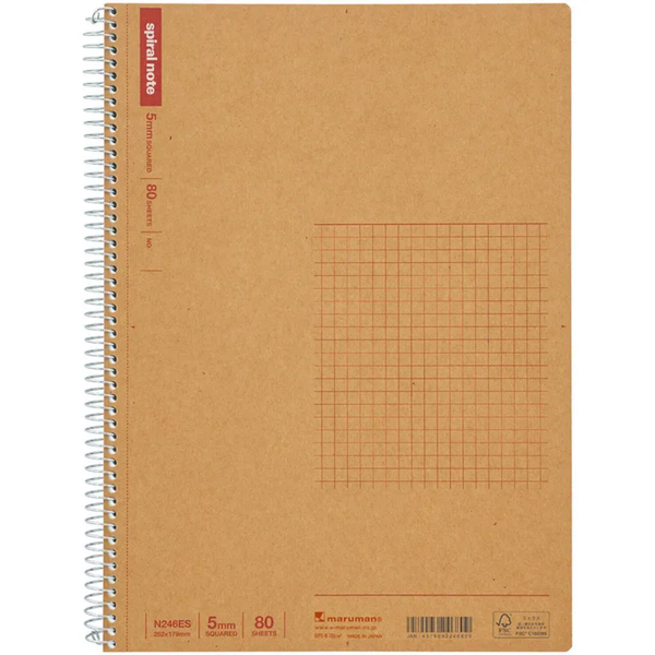 Maruman B5 Spiral Note BASIC Graph 80 Sheets — Maruman notes/memos — premium stationery and lifestyle, at Cityluxe Singapore
