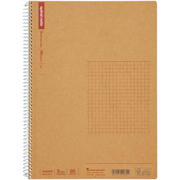 Maruman B5 Spiral Note BASIC Graph 80 Sheets