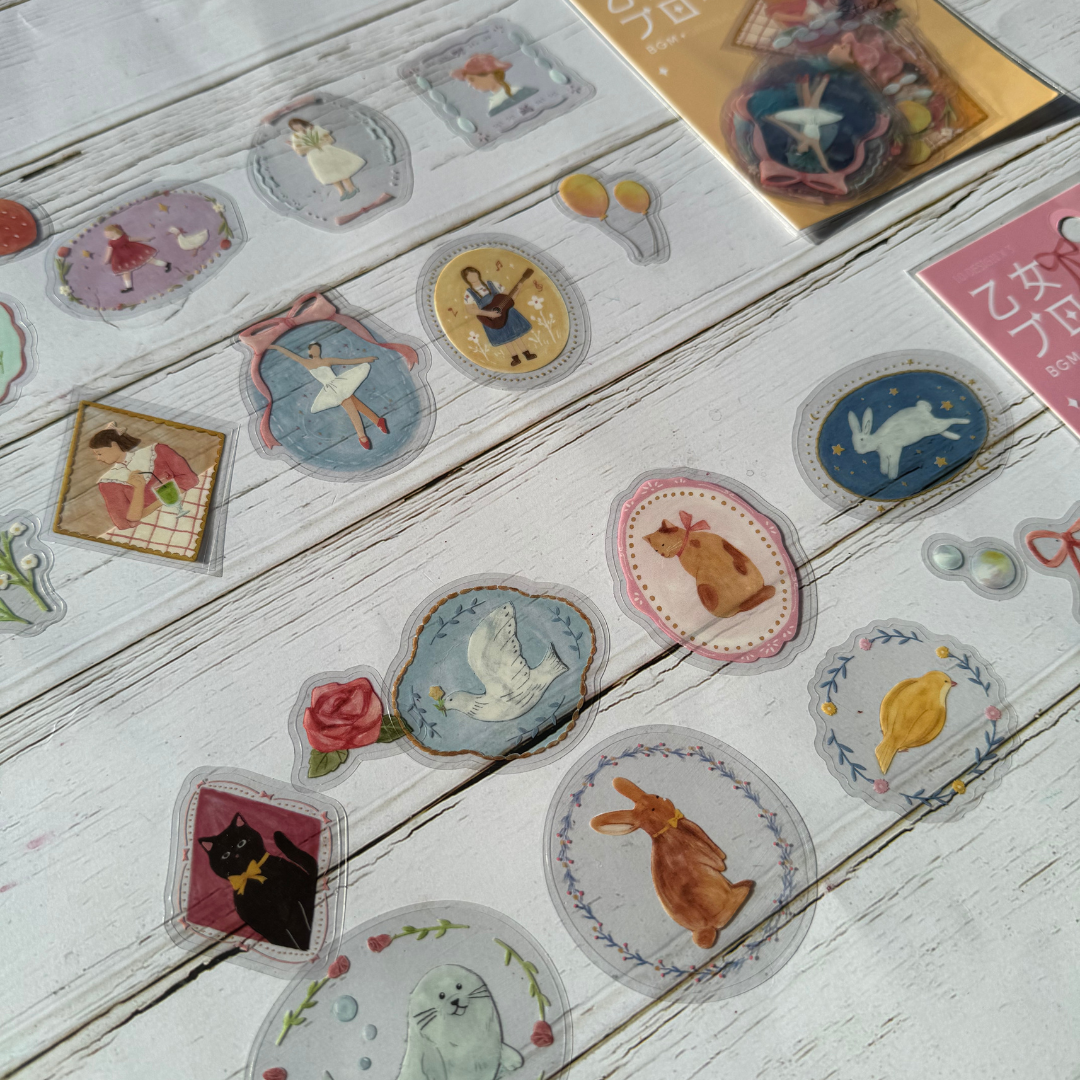BGM Clear Seal: Maiden Brooch in Girl — BGM decorative sticker — for journaling planners and scrapbooking, at Cityluxe Singapore