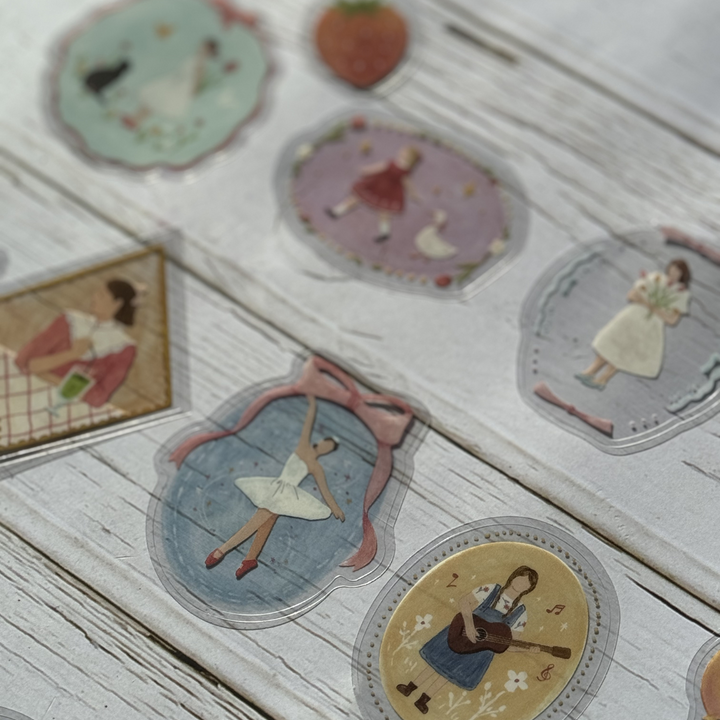 BGM Clear Seal: Maiden Brooch in Girl — BGM decorative sticker — for journaling planners and scrapbooking, at Cityluxe Singapore