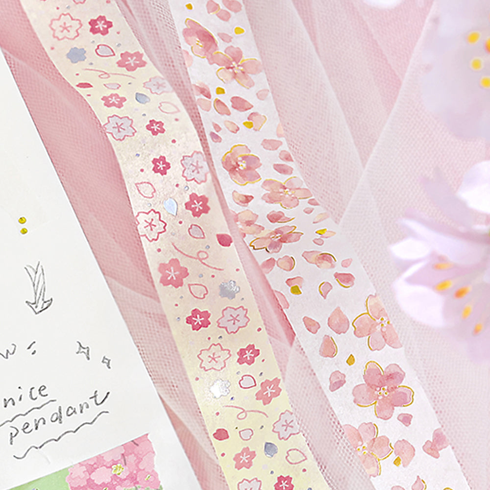 BGM Sakura Limited Masking Tape: Sakura in Cherry Blossoms Dance — BGM washi tape — decorative Japanese paper tape for journaling and craft, at Cityluxe Singapore