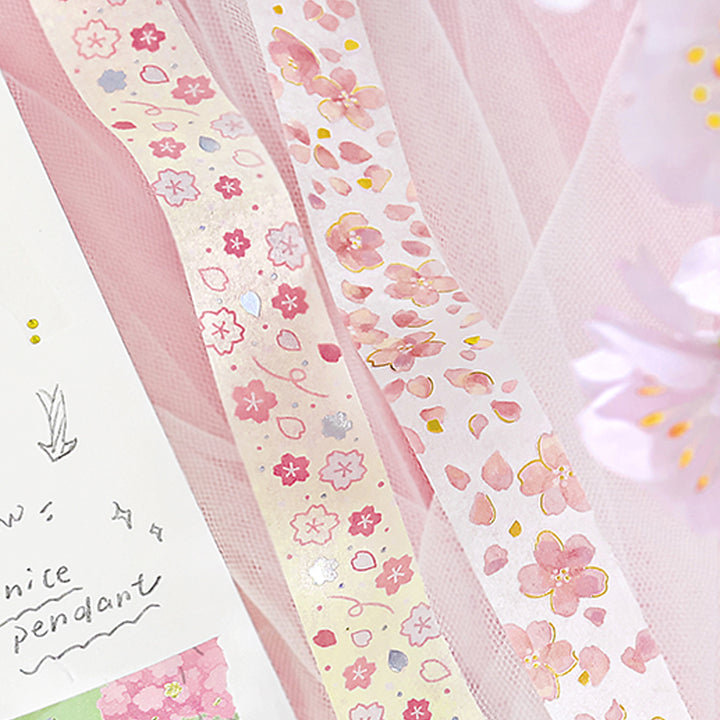 BGM Sakura Limited Masking Tape: Sakura in Cherry Blossoms Dance — BGM washi tape — decorative Japanese paper tape for journaling and craft, at Cityluxe Singapore