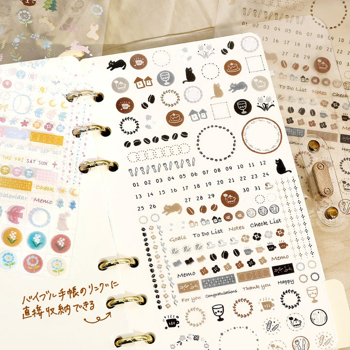 BGM Seat Seal in Flowers and Coffee Day — BGM decorative sticker — for journaling, planners and scrapbooking, at Cityluxe Singapore