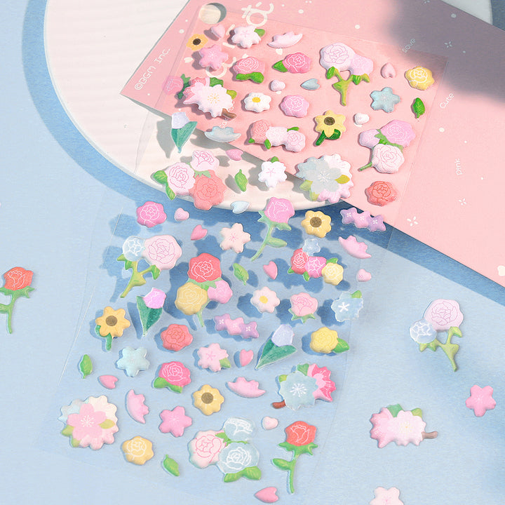 BGM Seat Seal in Mini Flowers — BGM decorative sticker — for journaling, planners and scrapbooking, at Cityluxe Singapore