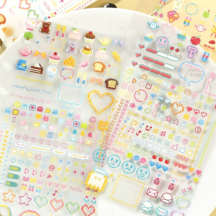 BGM Seat Seal in Pixel Painting — BGM decorative sticker — for journaling, planners and scrapbooking, at Cityluxe Singapore