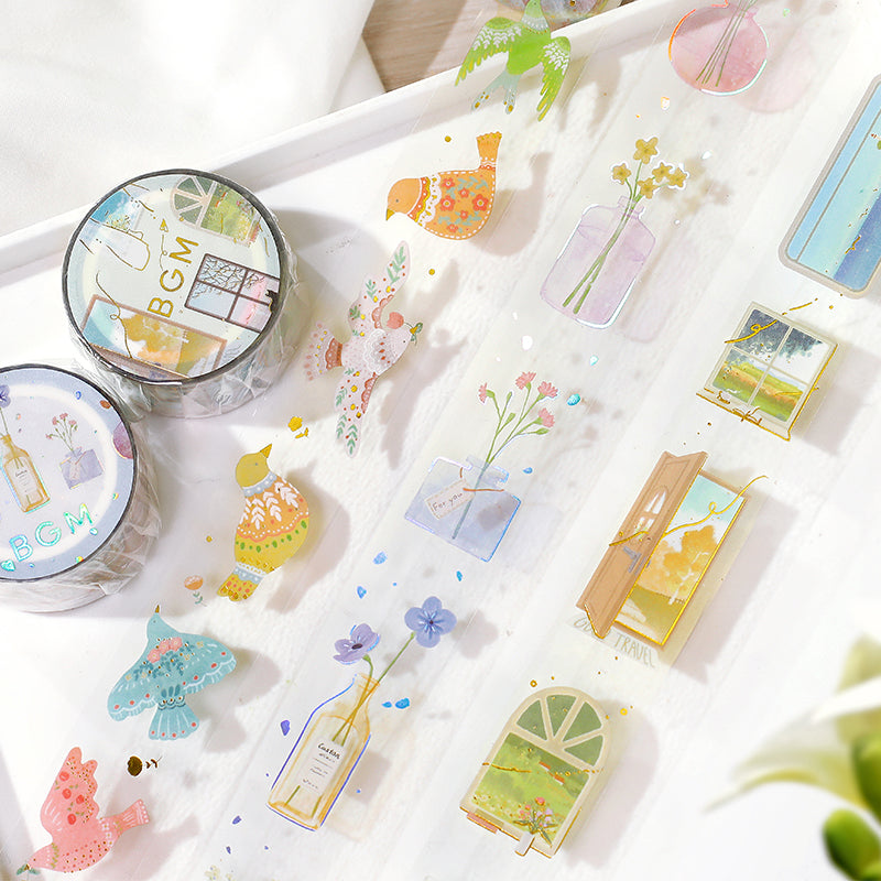 BGM Foil Stamping Clear Tape: Life in Vase for a Single Flower — BGM clear tape — transparent adhesive tape, at Cityluxe Singapore