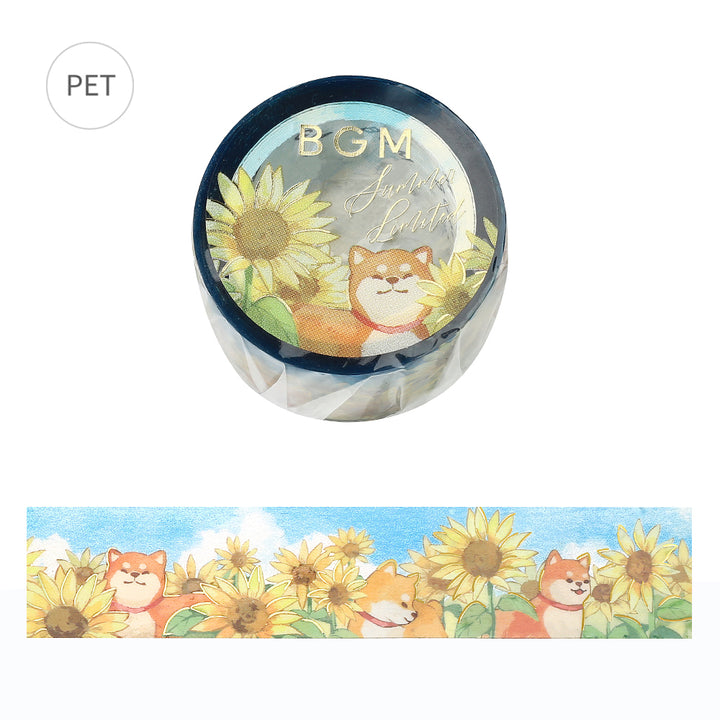 BGM Summer Limited Clear Tape - Dogs and Sunflowers — roll front