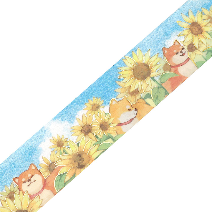 BGM Summer Limited Clear Tape - Dogs and Sunflowers — pattern detail
