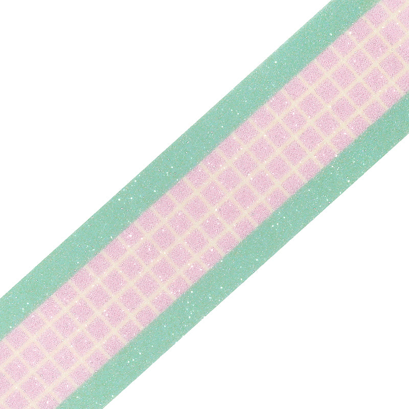 BGM Kira Fuwa Sugar Masking Tape in Check Strawberry Soda — BGM masking tape — decorative paper tape for journaling and scrapbooking, at Cityluxe Singapore