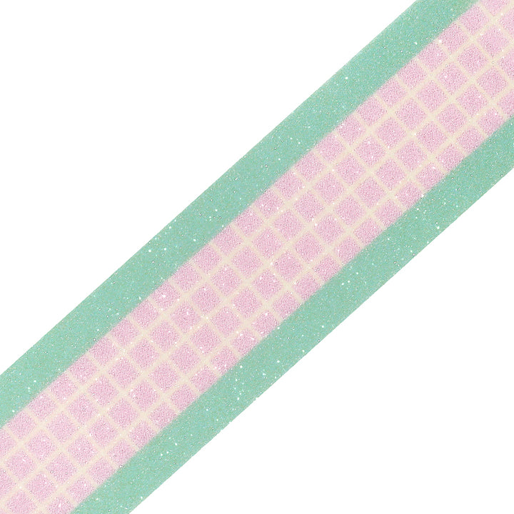 BGM Kira Fuwa Sugar Masking Tape in Check Strawberry Soda — BGM masking tape — decorative paper tape for journaling and scrapbooking, at Cityluxe Singapore