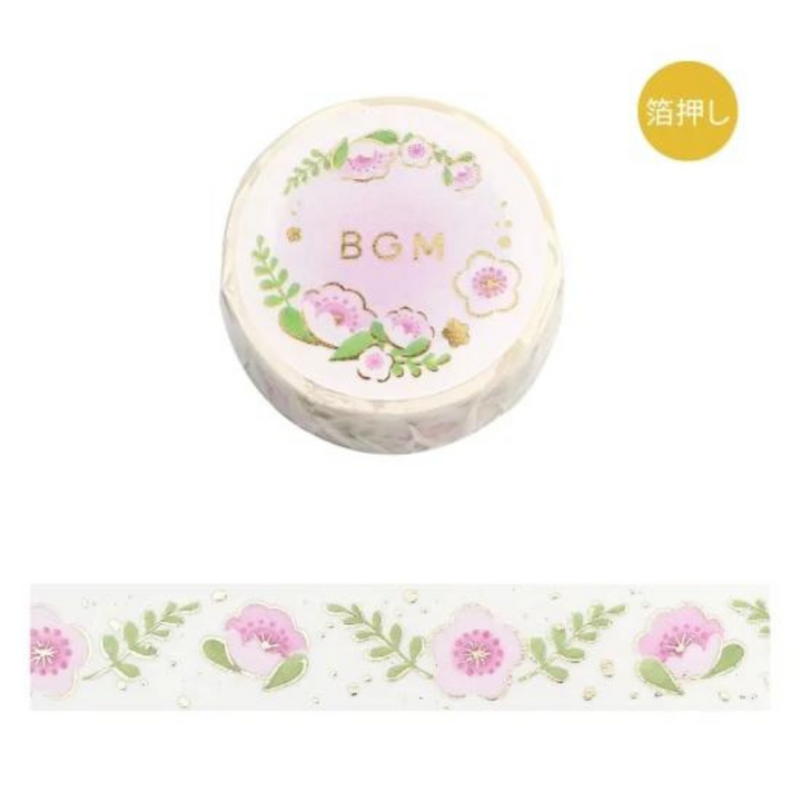 BGM Foil Stamping Masking Tape: Life in Cute Flower — BGM washi tape — decorative Japanese paper tape for journaling and craft, at Cityluxe Singapore
