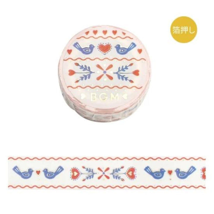 BGM Foil Stamping Masking Tape: Life in Vintage Embroidery — BGM washi tape — decorative Japanese paper tape for journaling and craft, at Cityluxe Singapore