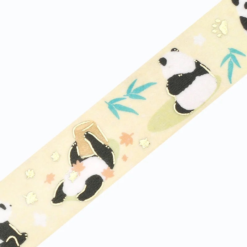 BGM Foil Stamping Masking Tape: Life in Panda Paradise — BGM washi tape — decorative Japanese paper tape for journaling and craft, at Cityluxe Singapore
