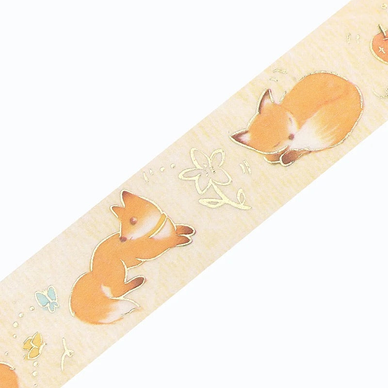 BGM Foil Stamping Masking Tape: Life in Leaves and Fox — BGM washi tape — decorative Japanese paper tape for journaling and craft, at Cityluxe Singapore