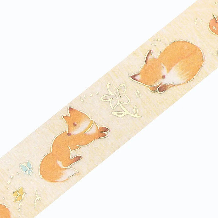 BGM Foil Stamping Masking Tape: Life in Leaves and Fox — BGM washi tape — decorative Japanese paper tape for journaling and craft, at Cityluxe Singapore