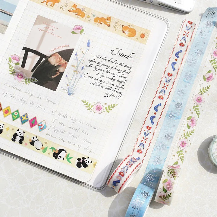 BGM Foil Stamping Masking Tape: Life in Natural/Purple — BGM washi tape — decorative Japanese paper tape for journaling and craft, at Cityluxe Singapore