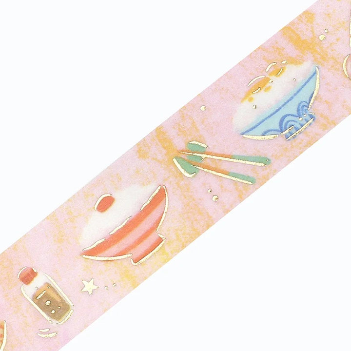 BGM Foil Stamping Masking Tape: Life in I Love Rice — BGM washi tape — decorative Japanese paper tape for journaling and craft, at Cityluxe Singapore