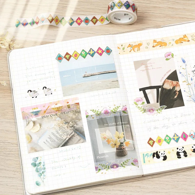 BGM Foil Stamping Masking Tape: Life in I Love Rice — BGM washi tape — decorative Japanese paper tape for journaling and craft, at Cityluxe Singapore