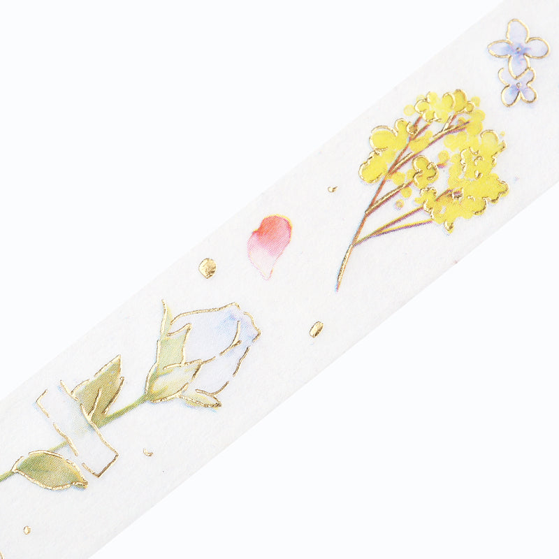 BGM Foil Stamping Masking Tape in Flower Poem — BGM washi tape — decorative Japanese paper tape for journaling and craft, at Cityluxe Singapore