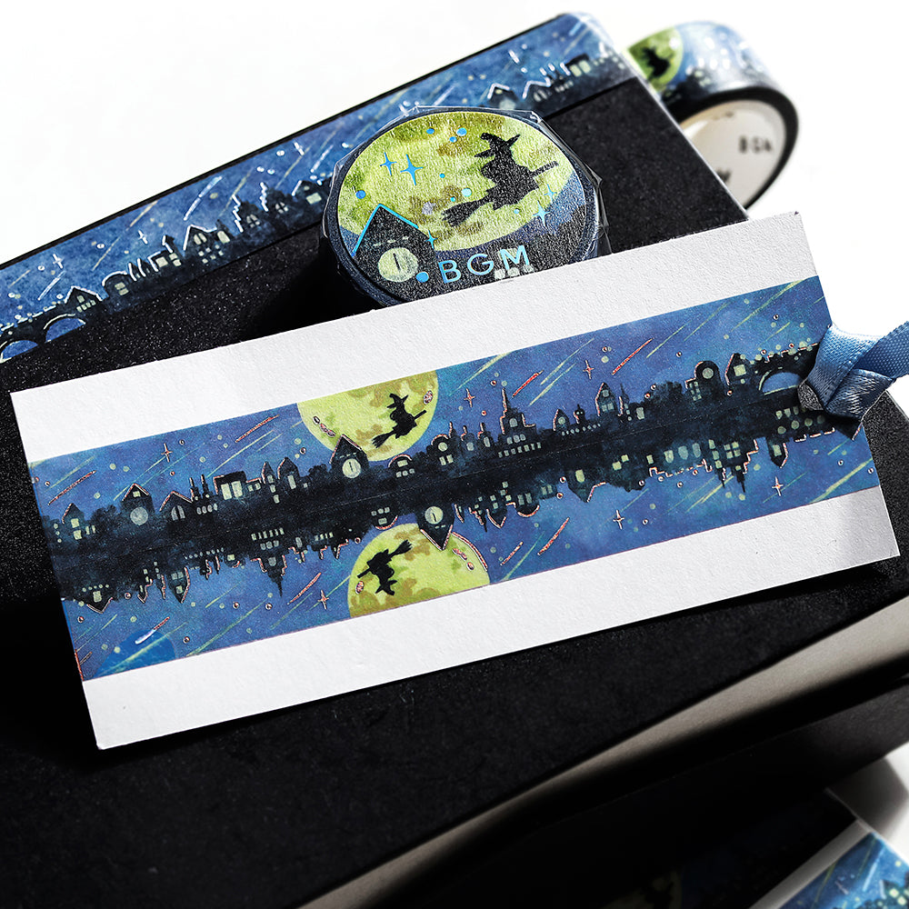 BGM Foil Stamping Masking Tape in A Town Where Witches Live — BGM washi tape — decorative Japanese paper tape for journaling and craft, at Cityluxe Singapore