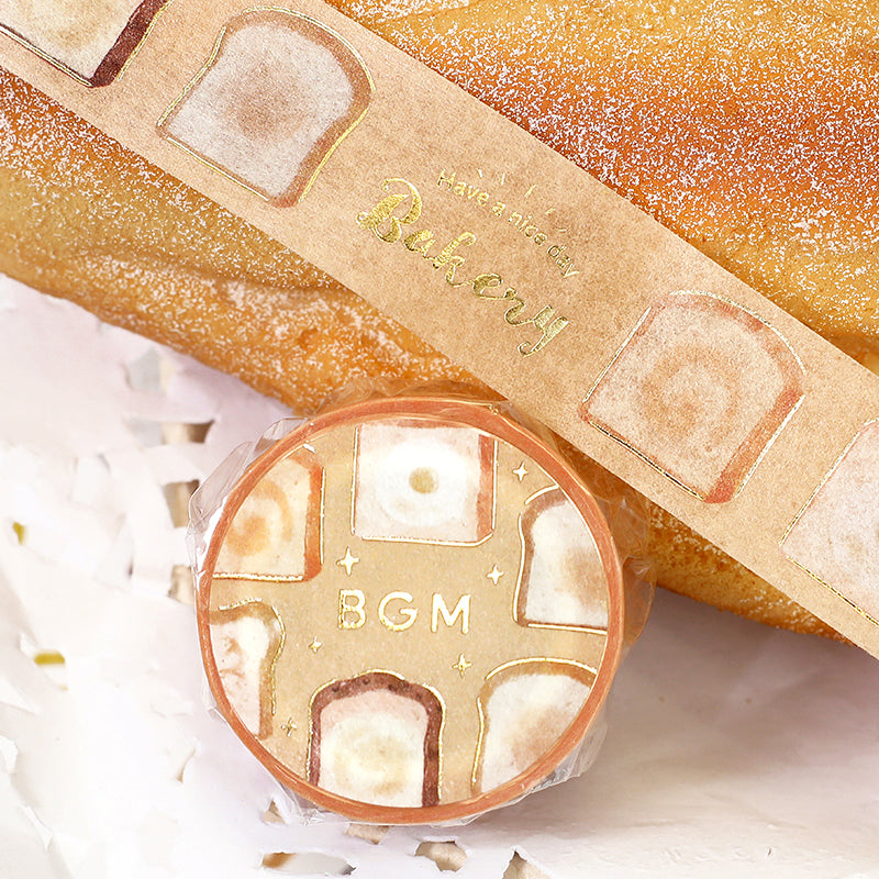 BGM Foil Stamping Masking Tape in Toast Everyday — BGM washi tape — decorative Japanese paper tape for journaling and craft, at Cityluxe Singapore