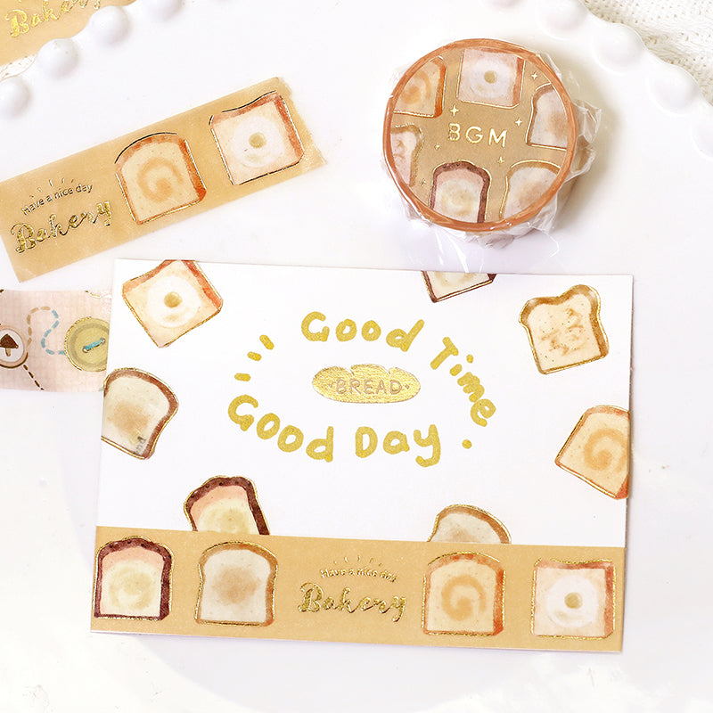 BGM Foil Stamping Masking Tape in Toast Everyday — BGM washi tape — decorative Japanese paper tape for journaling and craft, at Cityluxe Singapore