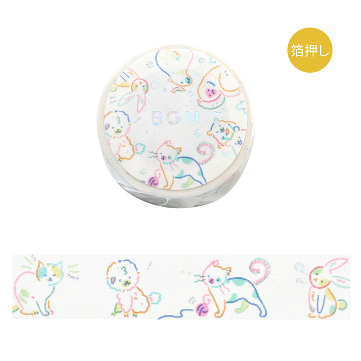 BGM Foil Stamping Masking Tape in Color Zoo — BGM washi tape — decorative Japanese paper tape for journaling and craft, at Cityluxe Singapore