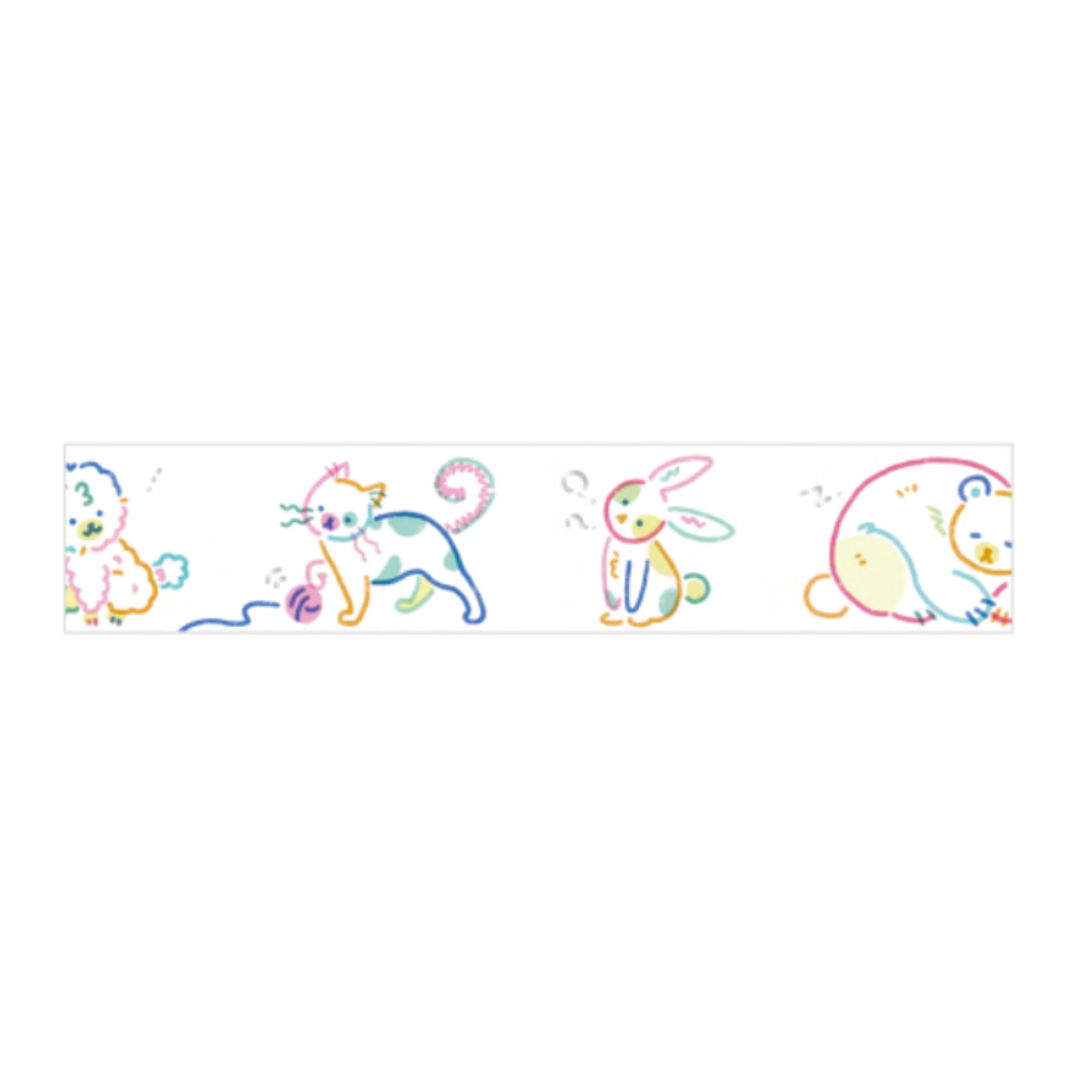 BGM Foil Stamping Masking Tape in Color Zoo — BGM washi tape — decorative Japanese paper tape for journaling and craft, at Cityluxe Singapore