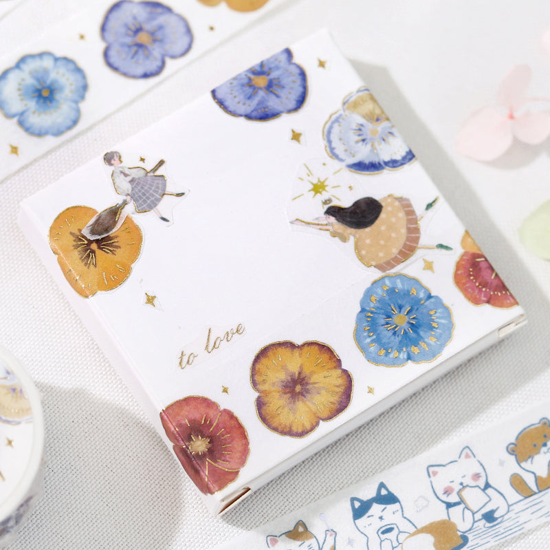 BGM Foil Stamping Masking Tape: Life in Pansy Bookmark — BGM masking tape — decorative paper tape for journaling and scrapbooking, at Cityluxe Singapore