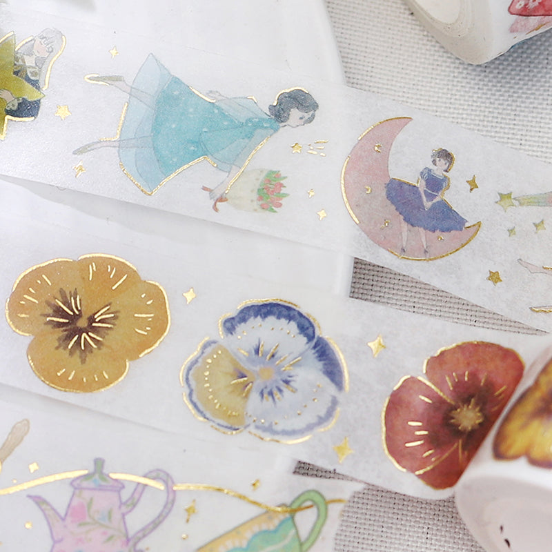 BGM Foil Stamping Masking Tape: Life in Pansy Bookmark — BGM masking tape — decorative paper tape for journaling and scrapbooking, at Cityluxe Singapore