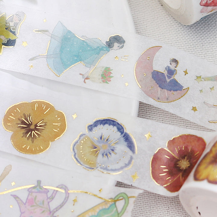 BGM Foil Stamping Masking Tape: Life in Pansy Bookmark — BGM masking tape — decorative paper tape for journaling and scrapbooking, at Cityluxe Singapore