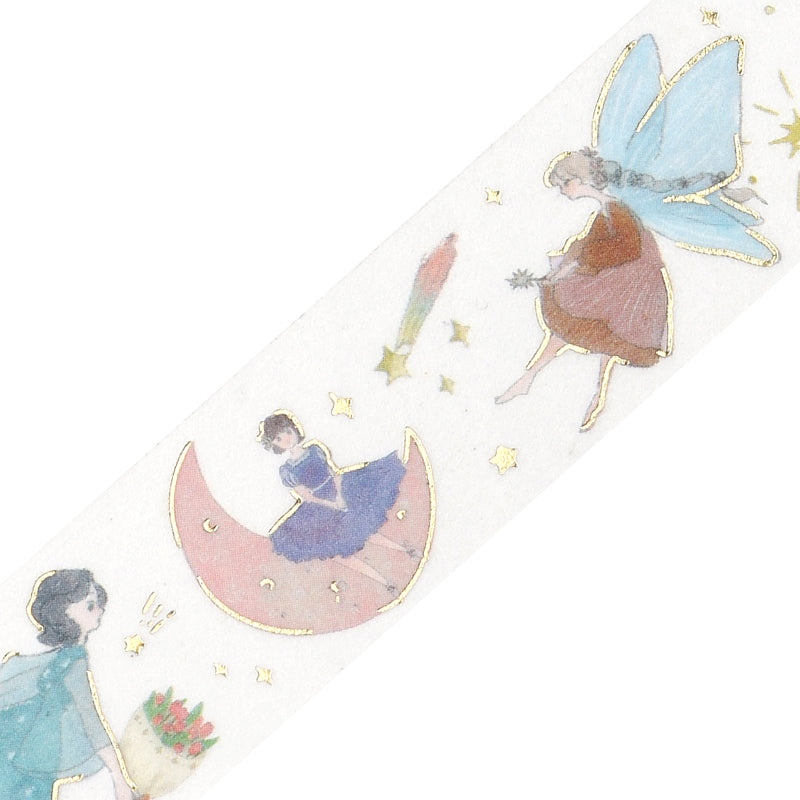 BGM Foil Stamping Masking Tape: Life in Flying Girl — BGM masking tape — decorative paper tape for journaling and scrapbooking, at Cityluxe Singapore