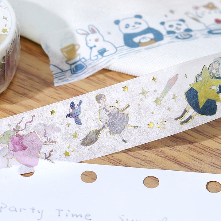 BGM Foil Stamping Masking Tape: Life in Flying Girl — BGM masking tape — decorative paper tape for journaling and scrapbooking, at Cityluxe Singapore