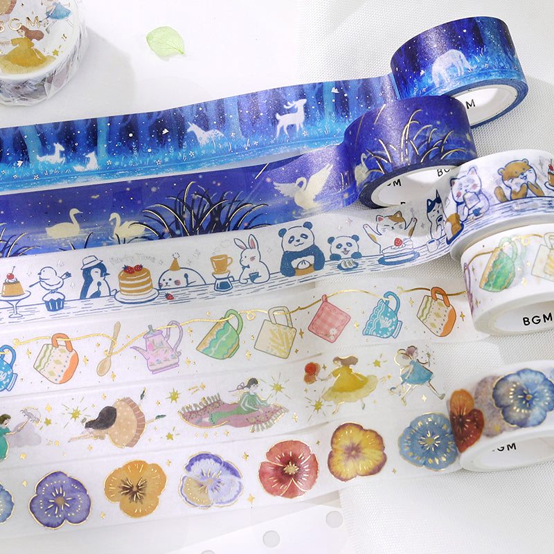 BGM Foil Stamping Masking Tape: Life in Flying Girl — BGM masking tape — decorative paper tape for journaling and scrapbooking, at Cityluxe Singapore
