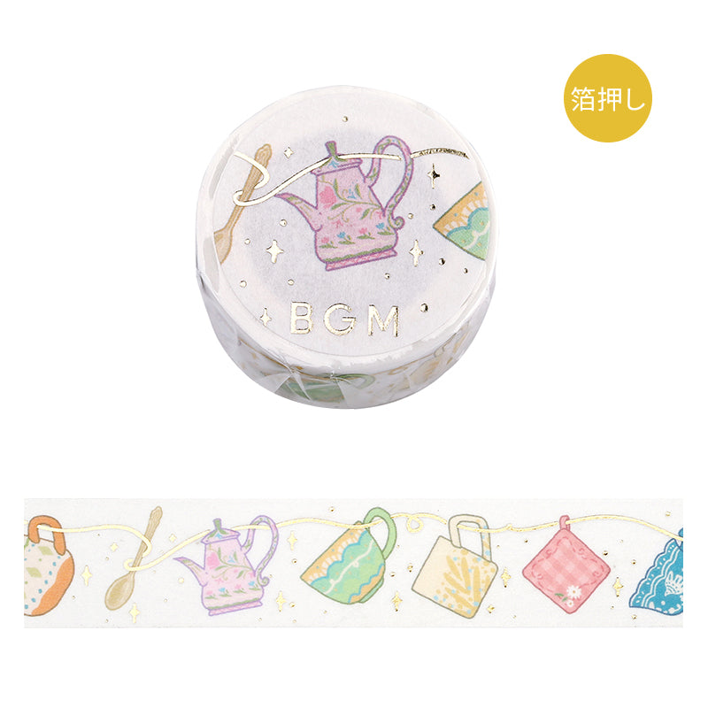 BGM Foil Stamping Masking Tape: Life in Tea Time — BGM masking tape — decorative paper tape for journaling and scrapbooking, at Cityluxe Singapore