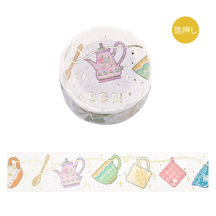 BGM Foil Stamping Masking Tape: Life in Tea Time — BGM masking tape — decorative paper tape for journaling and scrapbooking, at Cityluxe Singapore