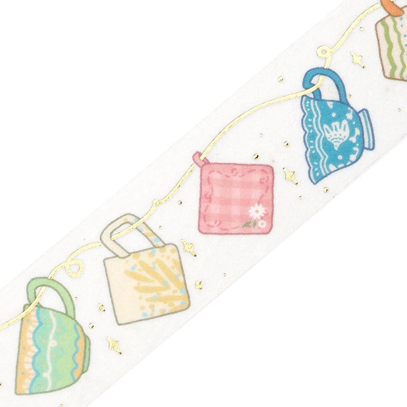 BGM Foil Stamping Masking Tape: Life in Tea Time — BGM masking tape — decorative paper tape for journaling and scrapbooking, at Cityluxe Singapore