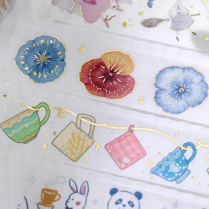 BGM Foil Stamping Masking Tape: Life in Tea Time — BGM masking tape — decorative paper tape for journaling and scrapbooking, at Cityluxe Singapore