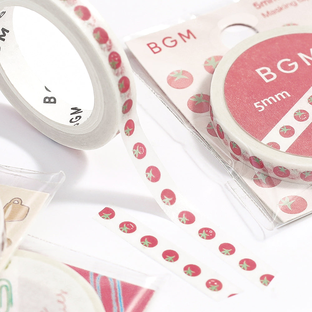 BGM Foil Stamping Masking Tape: Life in Tomato Time — BGM washi tape — decorative Japanese paper tape for journaling and craft, at Cityluxe Singapore