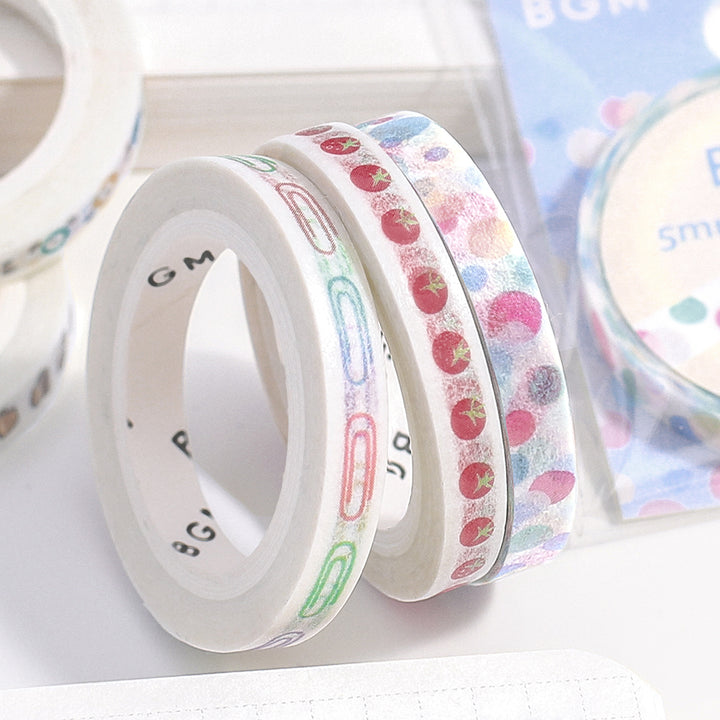 BGM Foil Stamping Masking Tape: Life in Tomato Time — BGM washi tape — decorative Japanese paper tape for journaling and craft, at Cityluxe Singapore