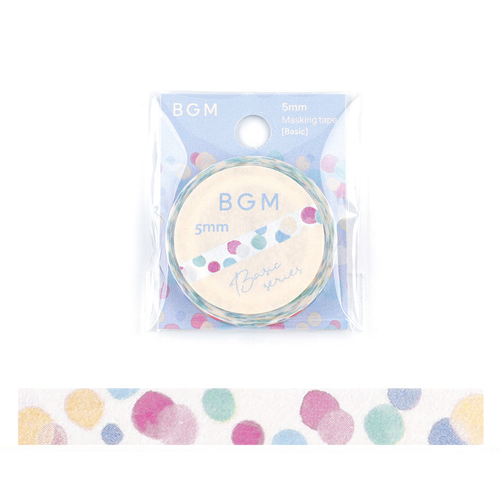 BGM Foil Stamping Masking Tape: Life in Colorful Polka Dots — BGM washi tape — decorative Japanese paper tape for journaling and craft, at Cityluxe Singapore
